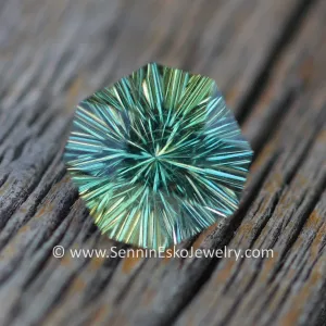 1.3 Carat Olive Green/Blue Umba Sapphire Octagon - 6.2x6.5mm - Galaxy Cut