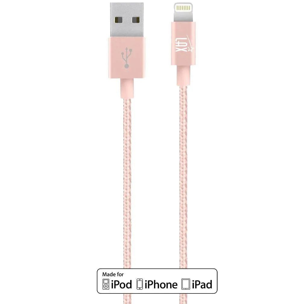 [2 Pack] iPhone charger, LAX Gadgets Lightning to USB Braided Cable (4ft) for iPhone 6s 6 Plus 5s 5c 5, iPad Pro Air 2, mini [Apple MFi Certified] (Gray)