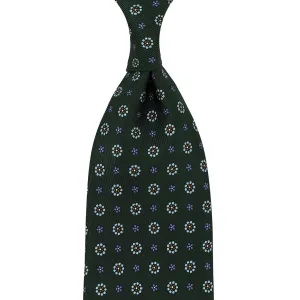 50oz Floral Printed Silk Tie - Madder Green - Hand-Rolled