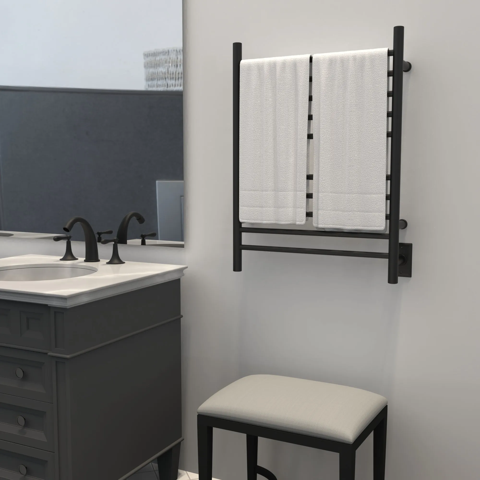 Amba RWH-SMB Radiant Hardwired   Plug-in Combo Straight 10 Bar Towel Warmer in Matte Black