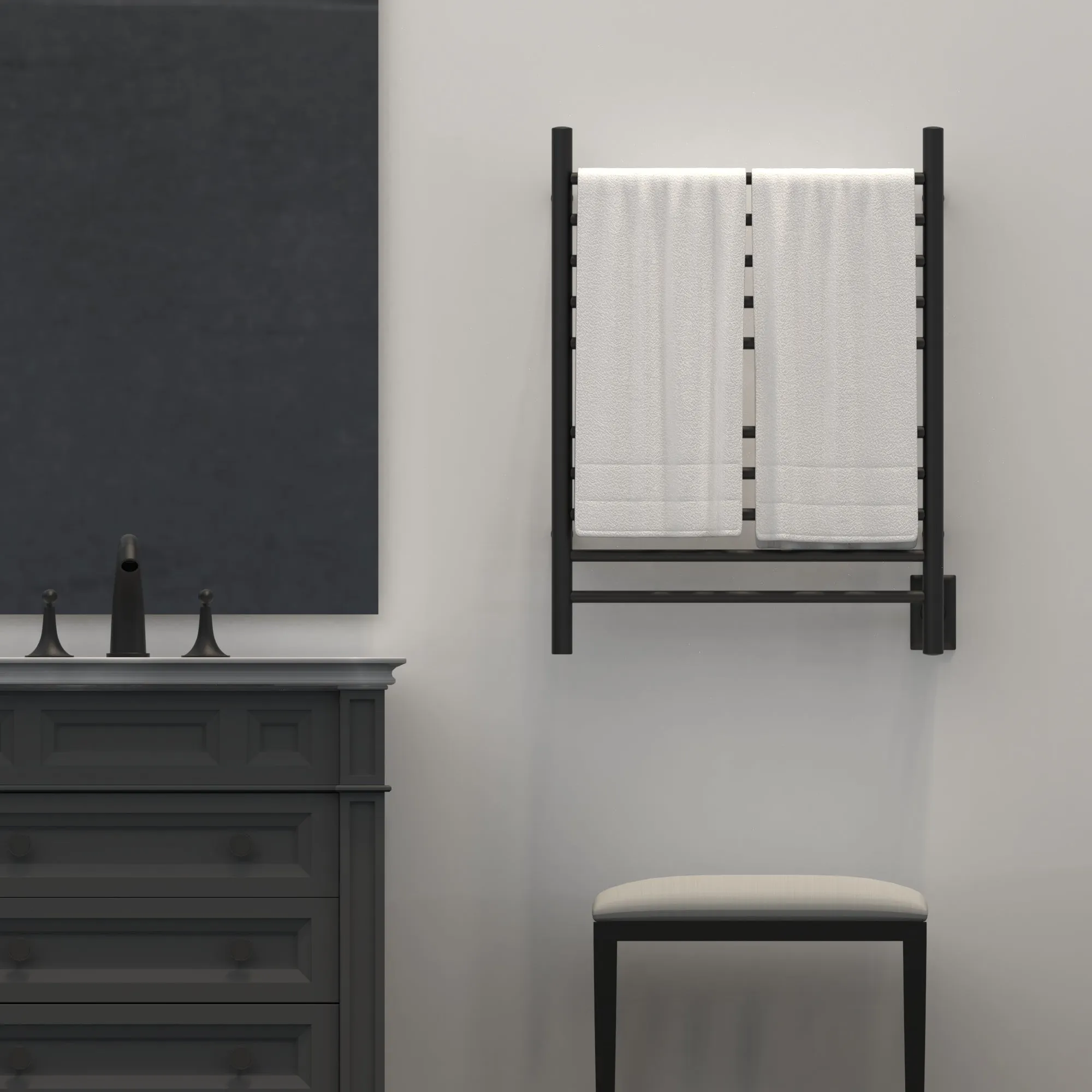 Amba RWH-SMB Radiant Hardwired   Plug-in Combo Straight 10 Bar Towel Warmer in Matte Black