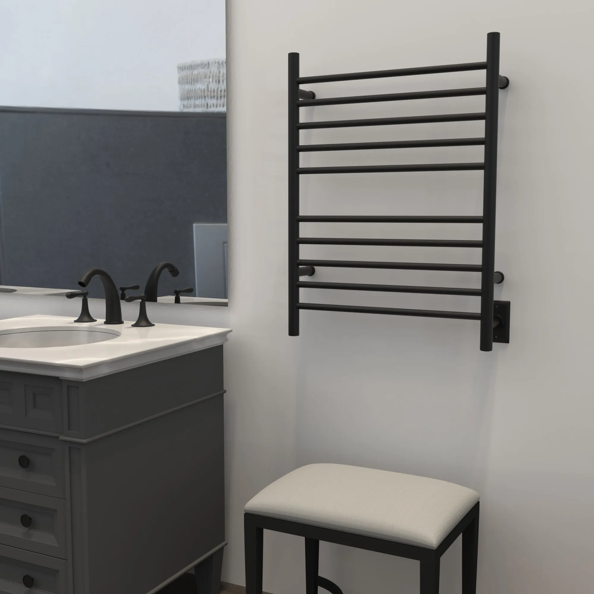 Amba RWH-SMB Radiant Hardwired   Plug-in Combo Straight 10 Bar Towel Warmer in Matte Black