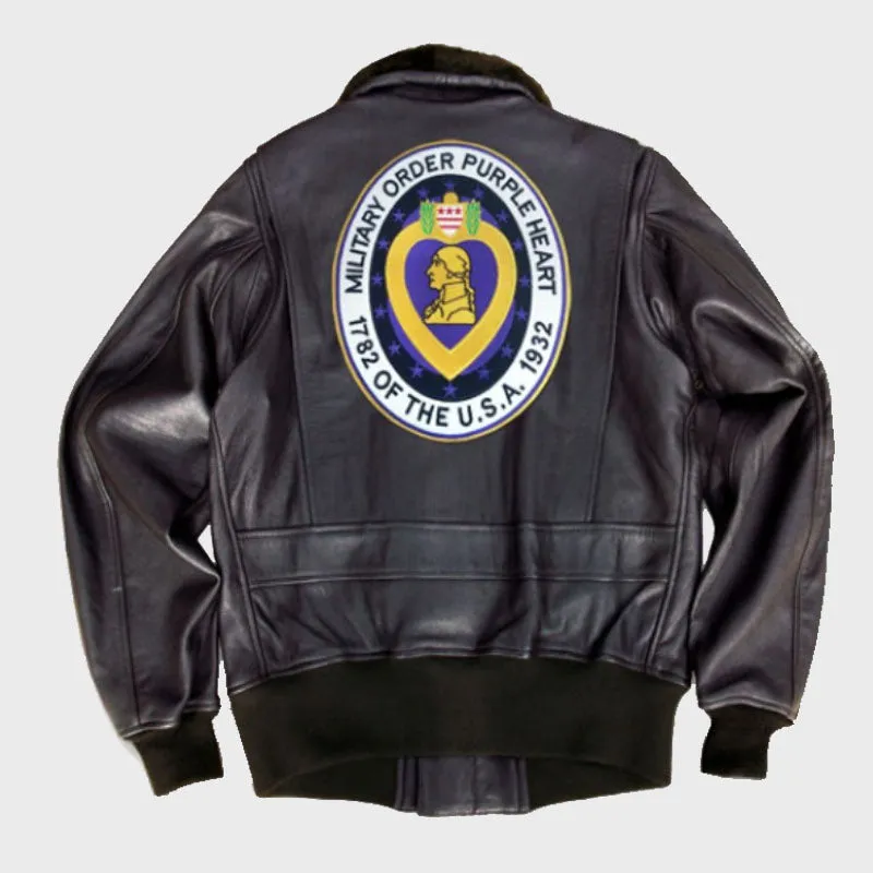 Best Genuine Signature Series Purple Heart Patch Goatskin G-1 Flight Jacket