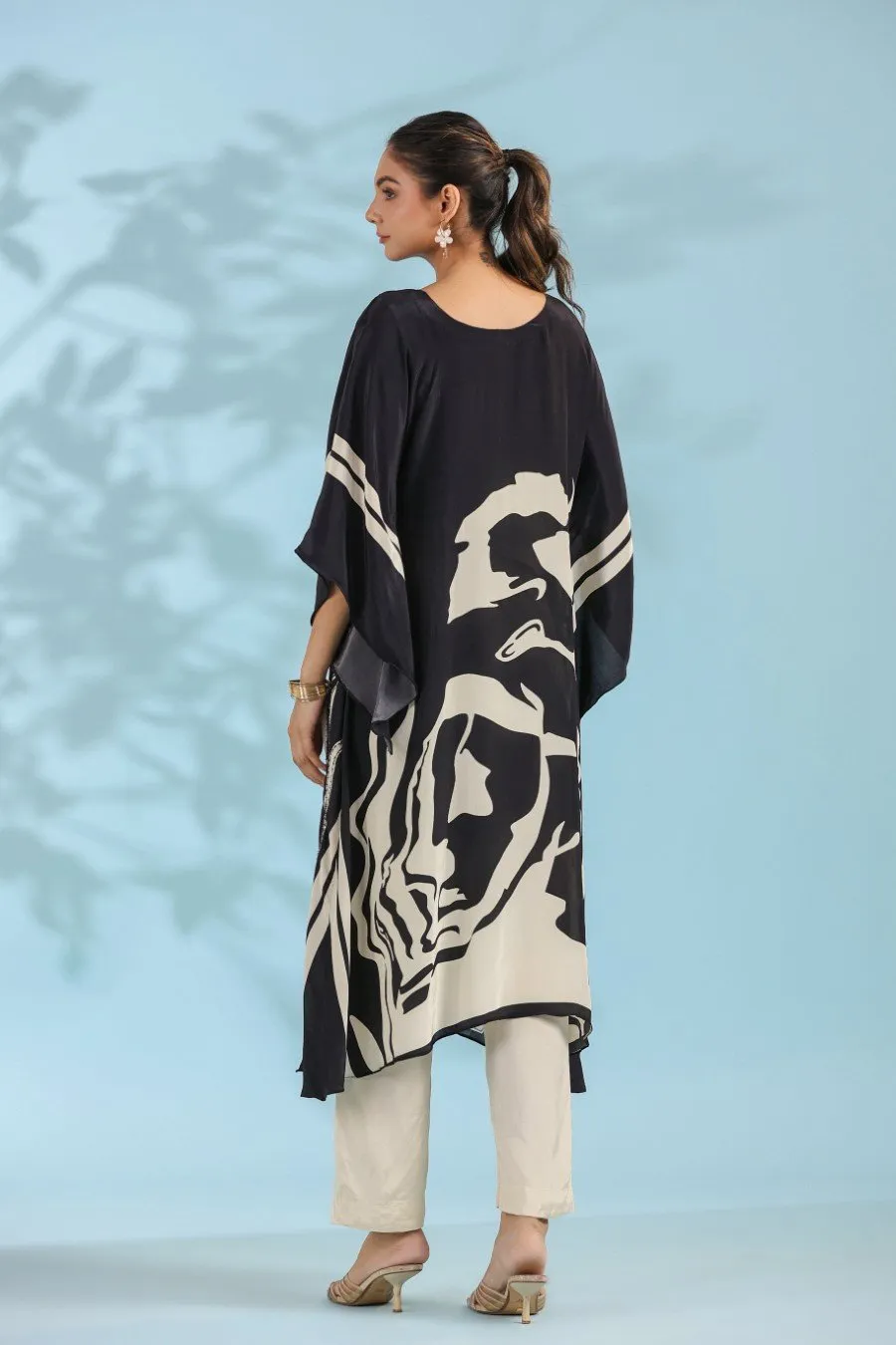 Black Floral Printed Kurta with Pants