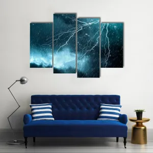 Blue Color Lightning Canvas Wall Art