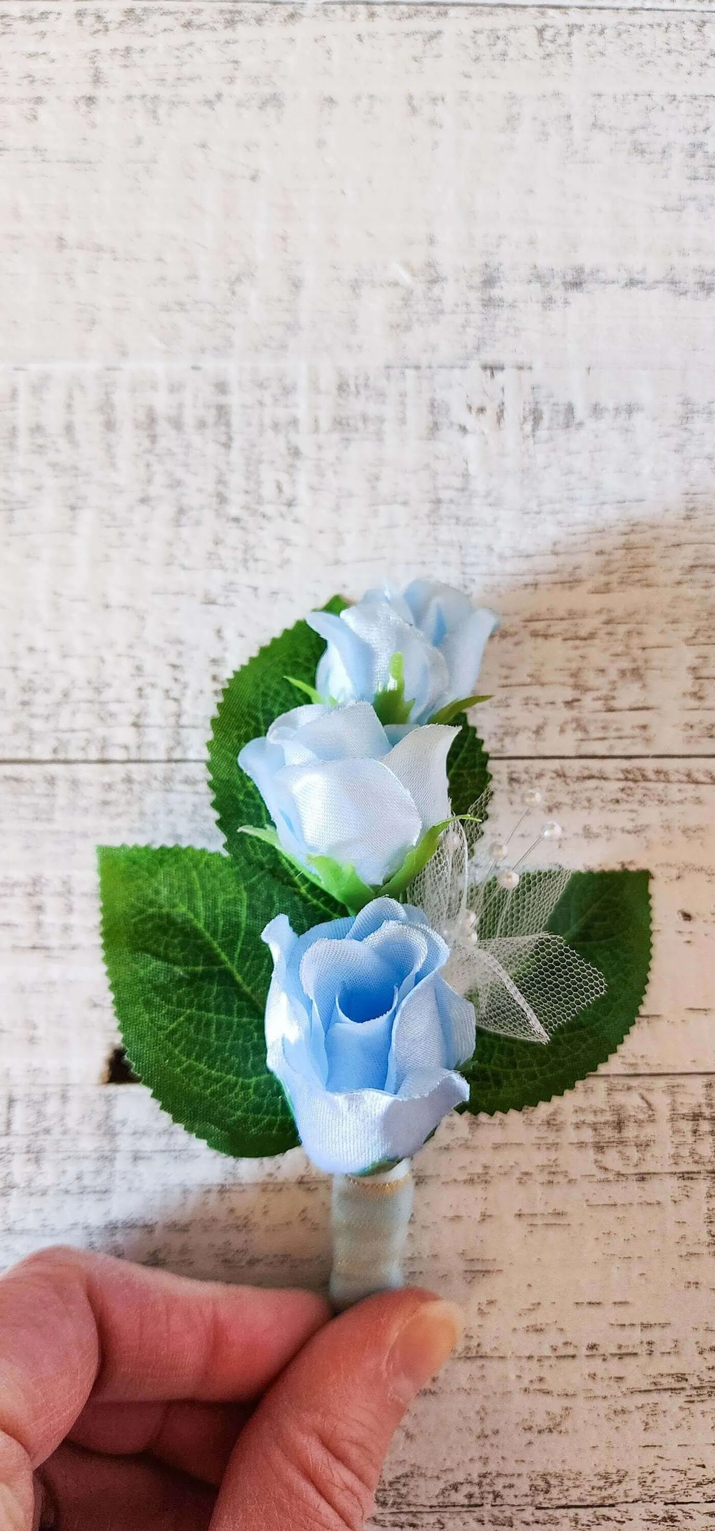 Blue Silk Rose Boutonniere for Prom, Weddings, Formal, Wedding Flowers, Gift for Him, Father's Day Gift, Pairs With Light Blue Corsage