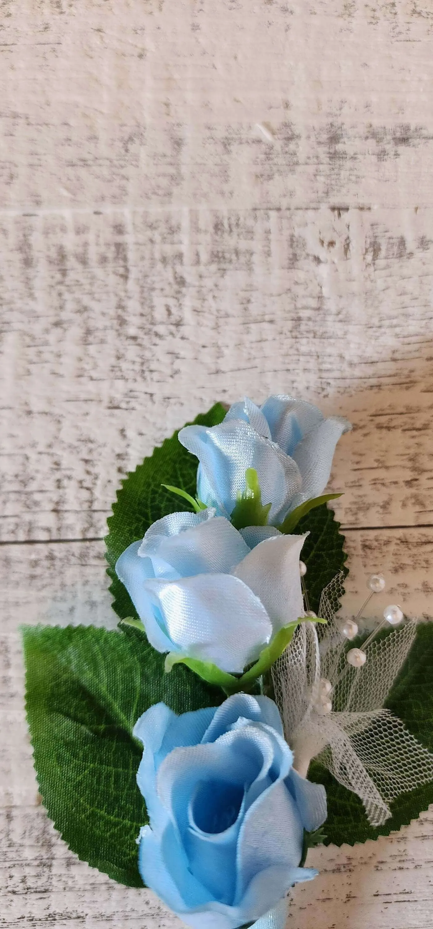 Blue Silk Rose Boutonniere for Prom, Weddings, Formal, Wedding Flowers, Gift for Him, Father's Day Gift, Pairs With Light Blue Corsage