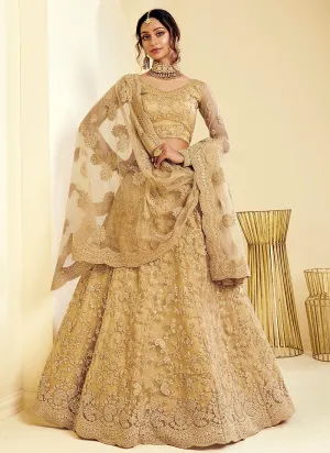 Caramel Beige Coding Embroidered Wedding Lehenga Choli