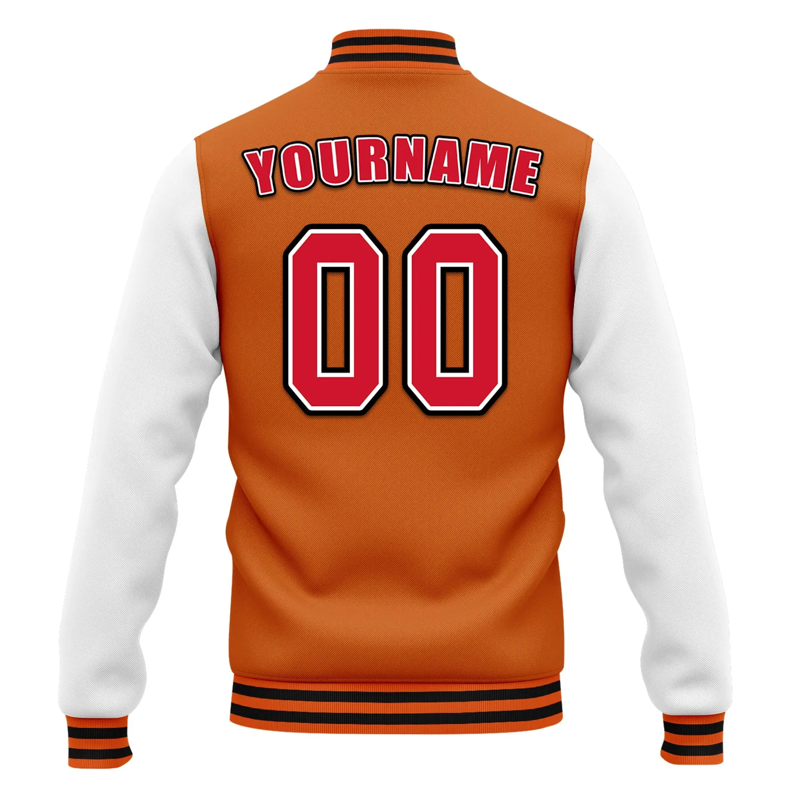 Custom Orange White Waterproof Jacket Bomber Full-Snap Varsity Letterman Personalized Jacket FZ007CD-D020316-8