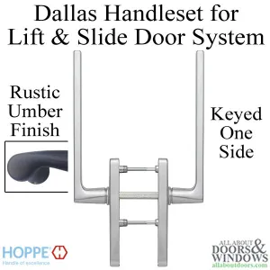 Dallas Handleset for Active Lift and Slide Door System, Keyed One Side - Rustic Umber