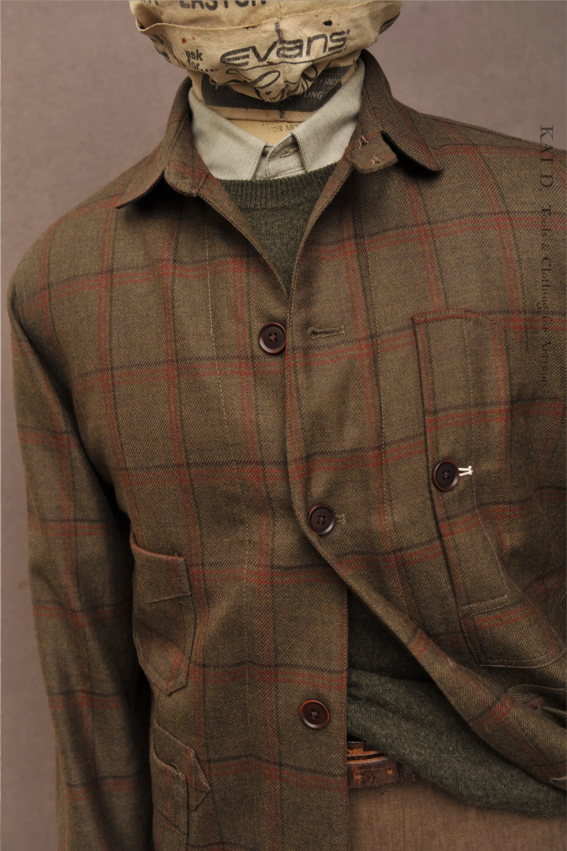 Degas Work Jacket - English Wool - Olive Drab - L, XL