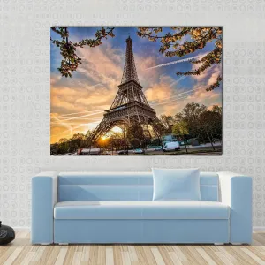 Eiffel Tower In Spring Canvas Wall Art