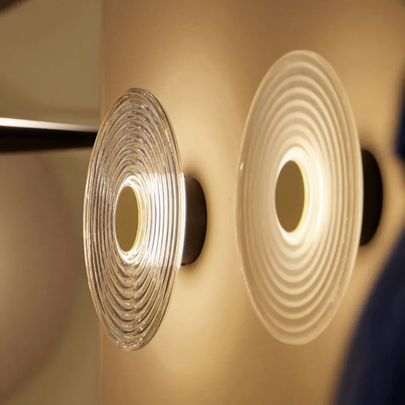 Grooved Glass Disc Wall Light