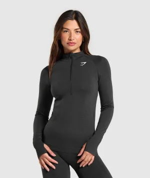 Gymshark Vital Seamless 2.0 1/2 Zip Pullover - Black Marl