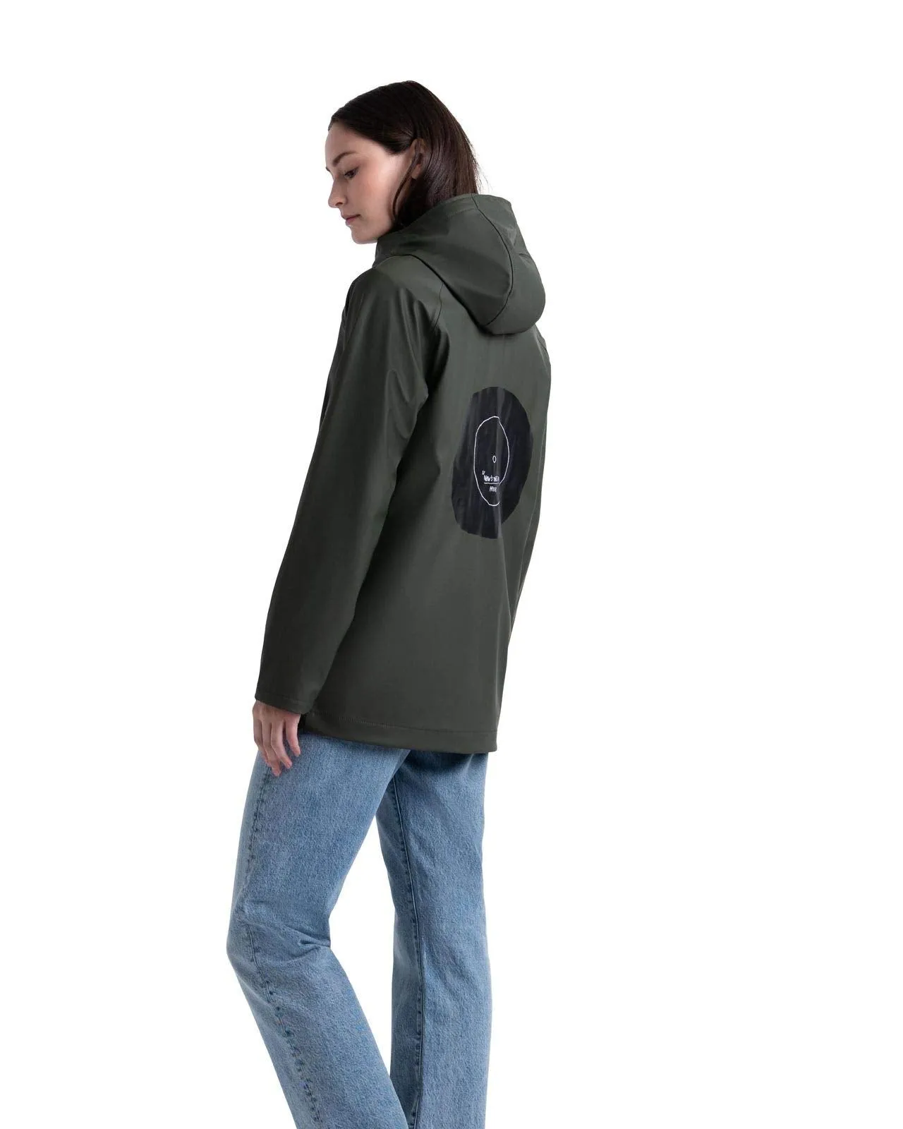 Herschel Rainwear Jacket Basquiat Now's The Time Dark Olive Women Waterproof Coated Polyester Stretch Fabric Welded Raglan Seams And Soft-Touch Fabric Interior (Small)