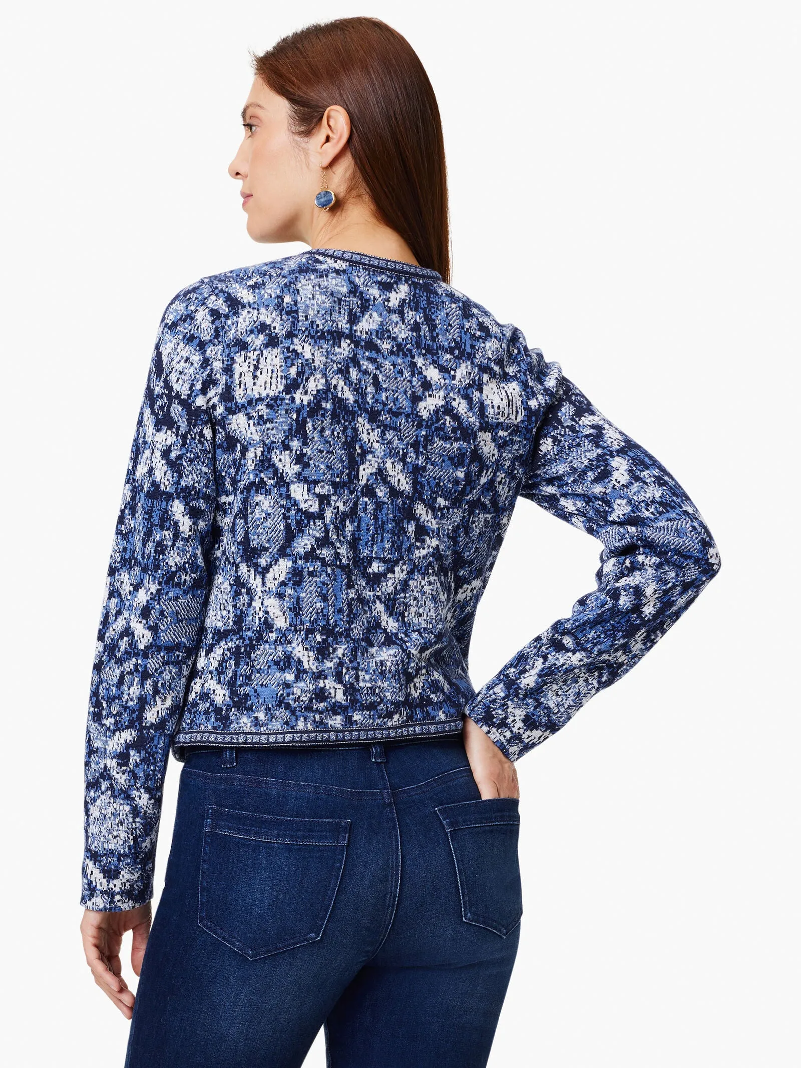 Indigo Geo Knit Jacket in Blue Multi