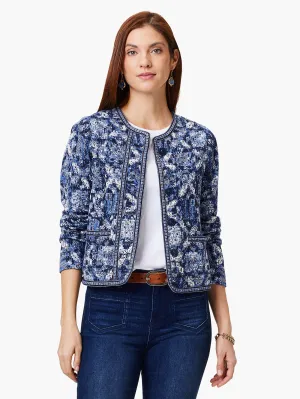 Indigo Geo Knit Jacket in Blue Multi