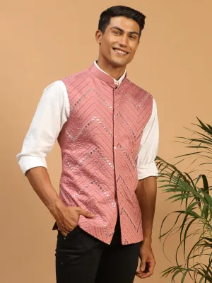 Jashvi Men's Onion Pink Mirror Jacket