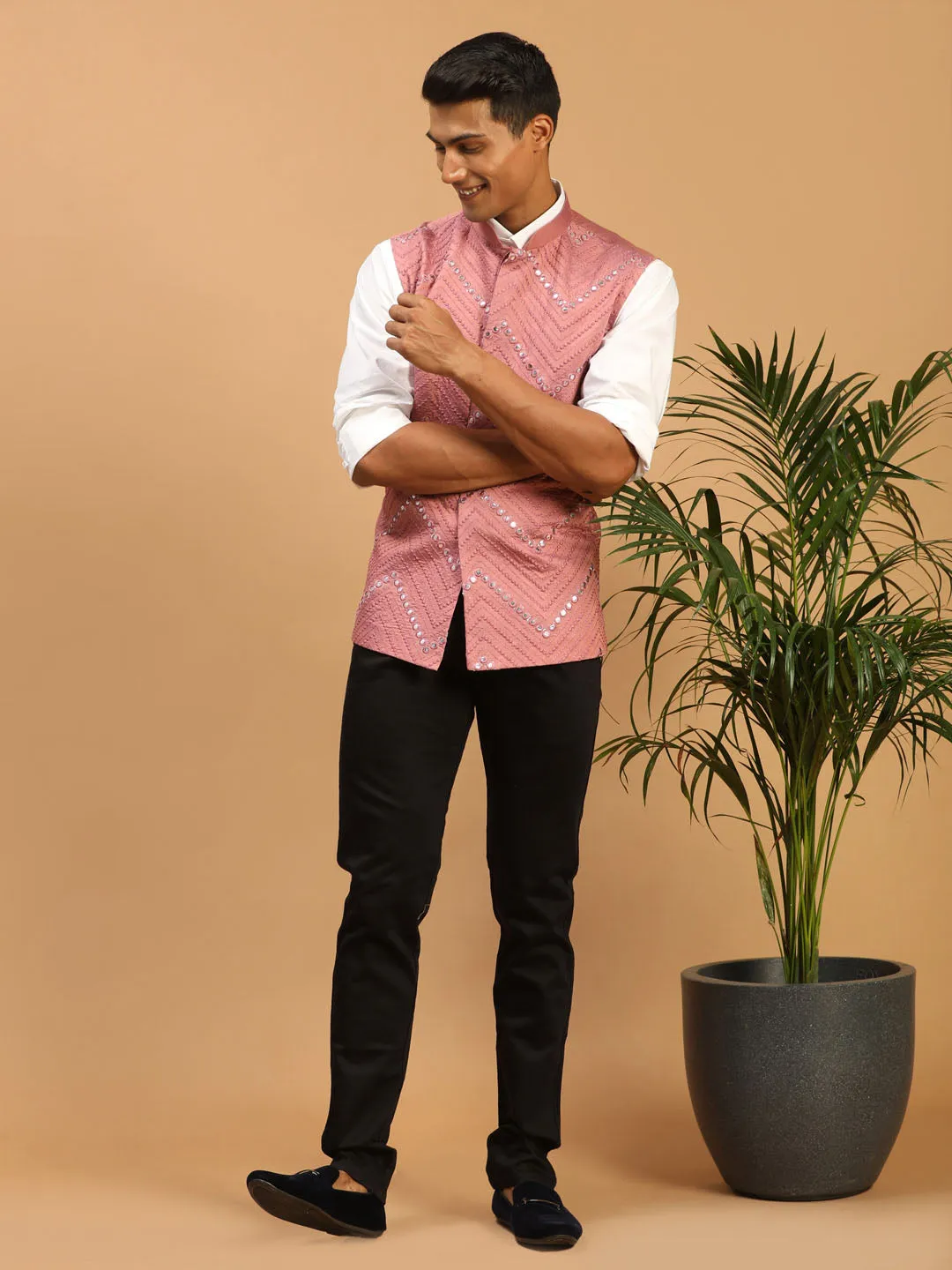 Jashvi Men's Onion Pink Mirror Jacket