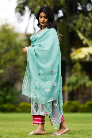 Kotadoriya Dupatta In Olive Green Color