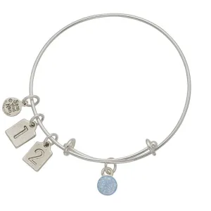 Light Blue December Birthstone Charms Bangle Bracelet