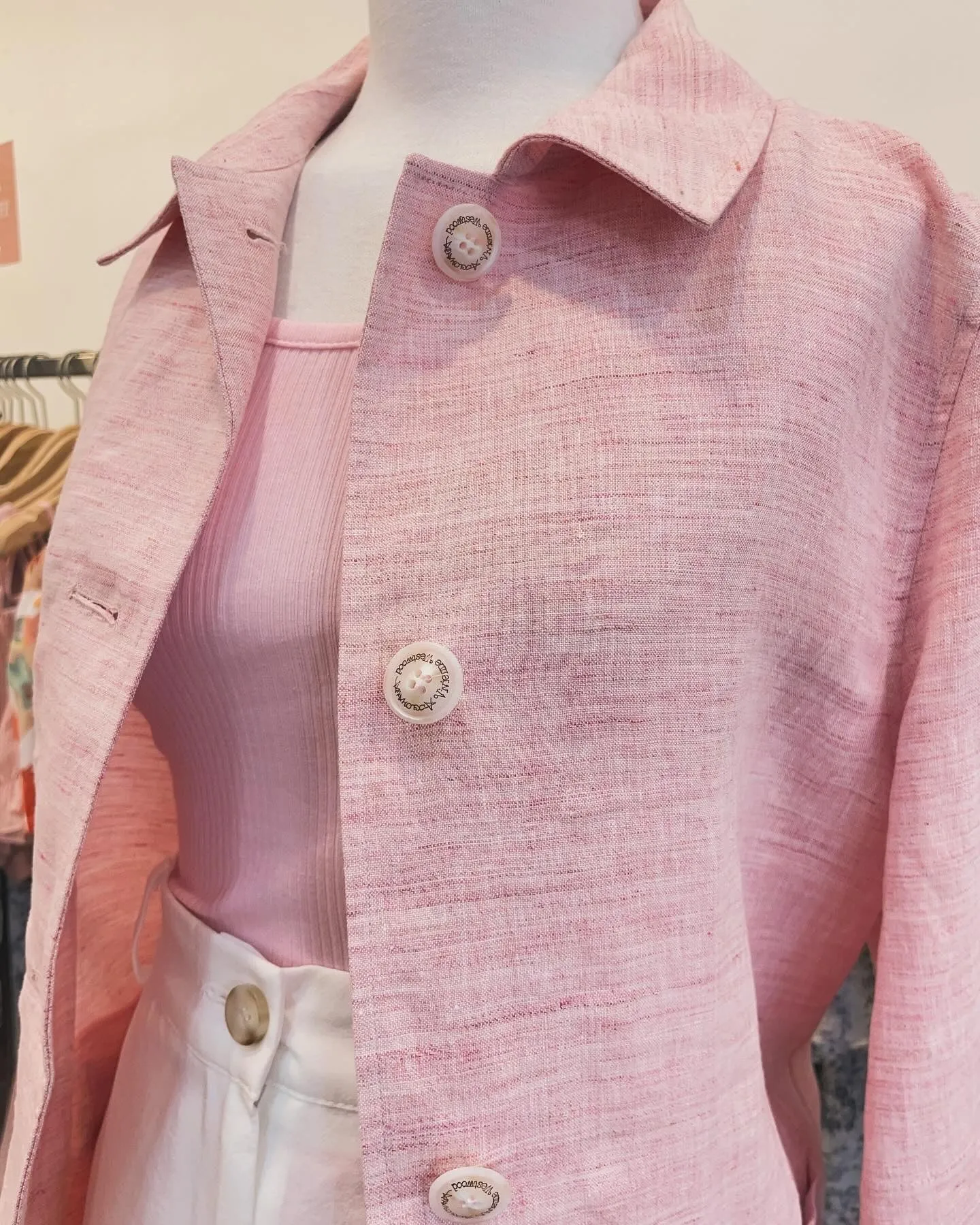 Linen pink love blazer