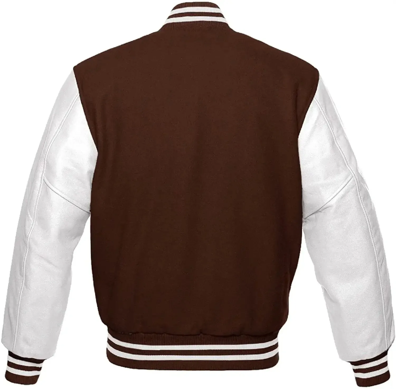 Mens Brown And White Varsity Jacket