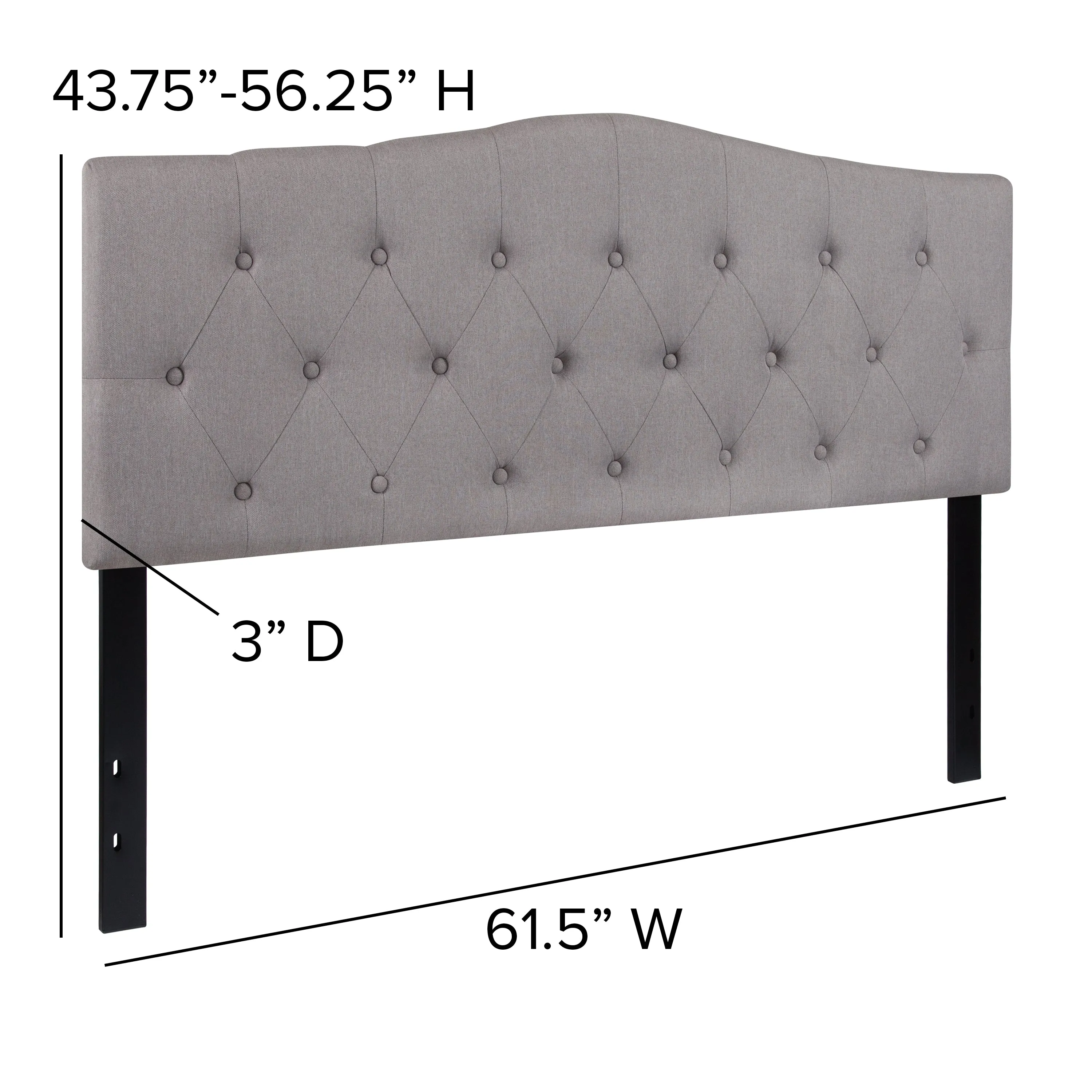 Queen Headboard-Gray Fabric HG-HB1708-Q-LG-GG