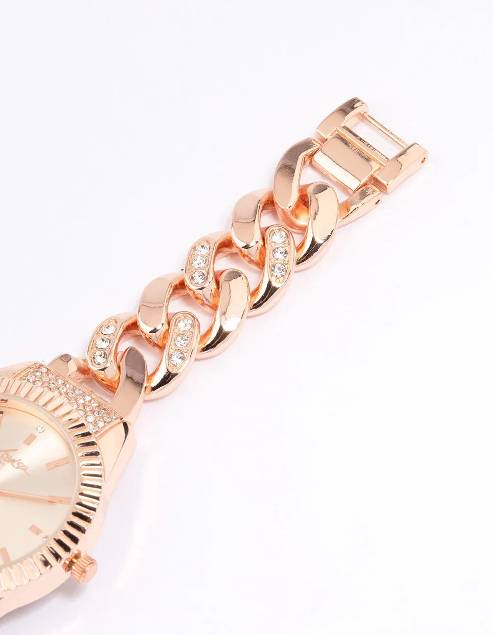 Rose Gold Chunky Crystal Chain Watch