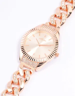 Rose Gold Chunky Crystal Chain Watch