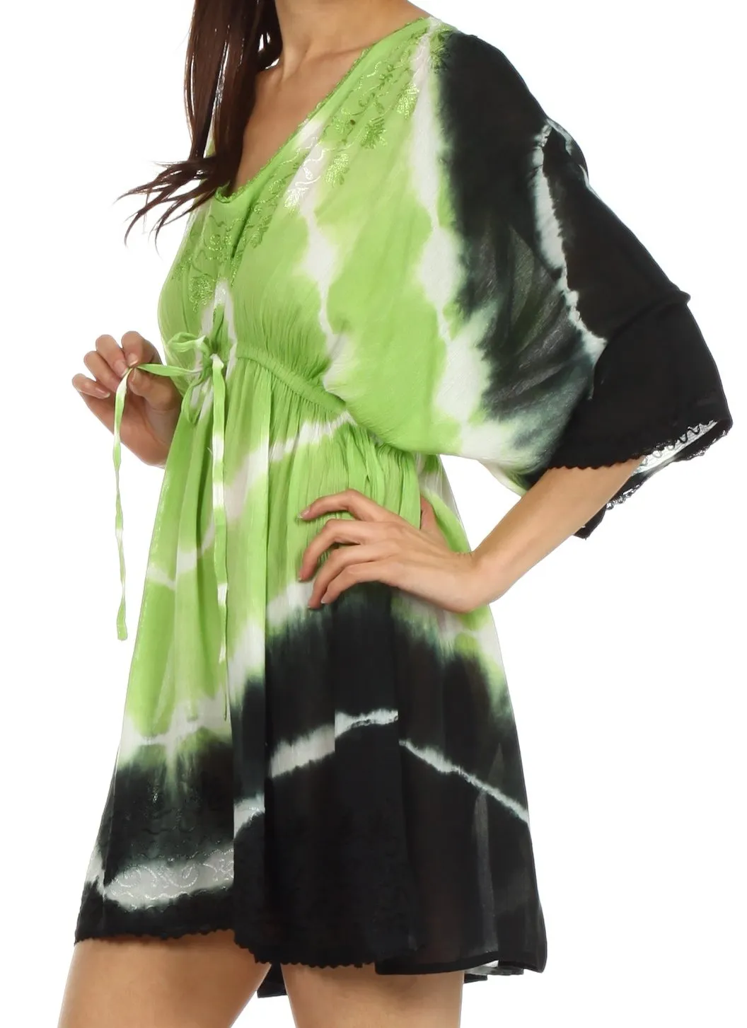 Sakkas Bala Tie Dye Semi-Sheer Tunic Blouse Cover Up