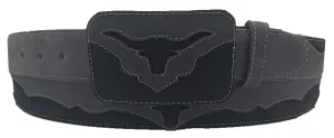 Silverton Longhorn Laser All Leather Belt (GRY/BLK)