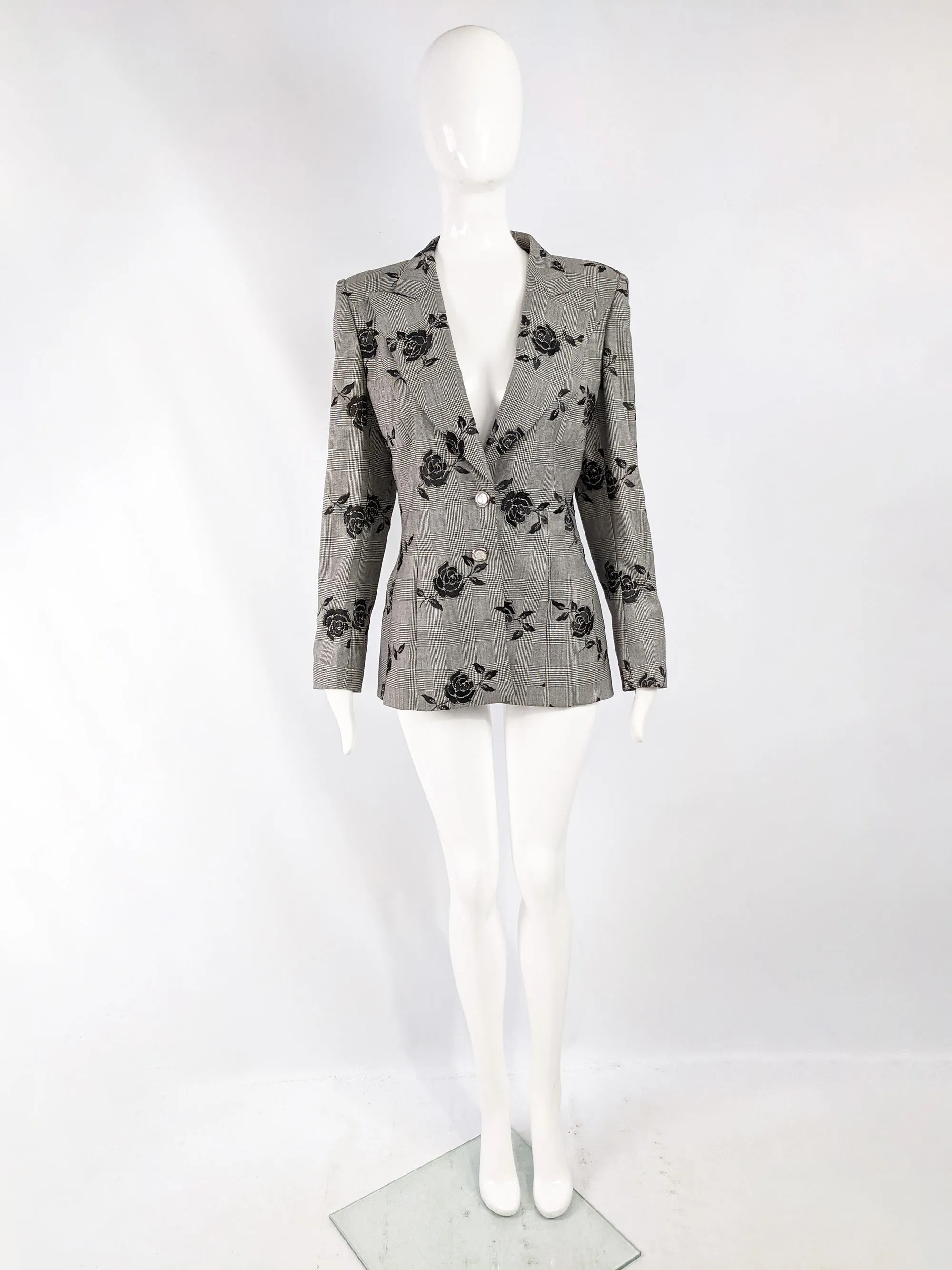 Vintage Womens Floral Embroidered Blazer Jacket, 1980s