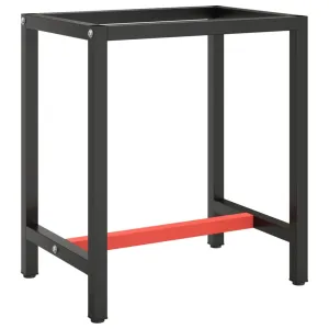 Work Bench Frame Matte Black and Matte Red 70x50x79 cm Metal